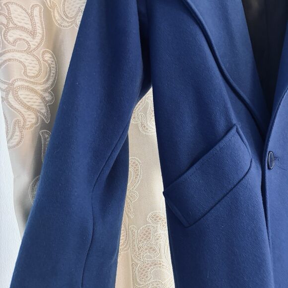 La Vogue Women's Large (no tag) Long ‎ Blue Coat  38 chest snug hip - Picture 6 of 16